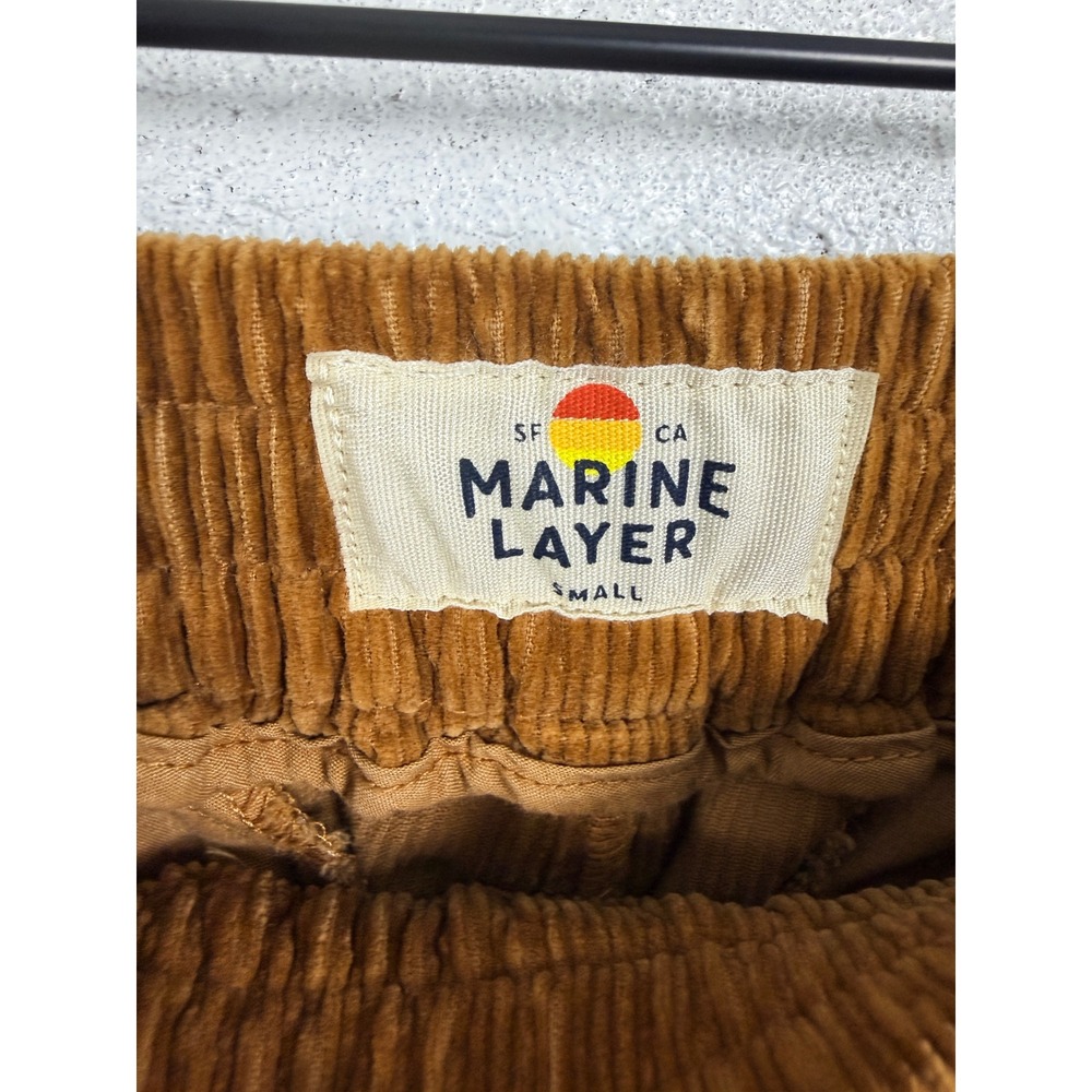 Marine Layer Saturday Pant Mens S Brown Corduroy Elastic Waist Tapered Casual - Picture 12 of 14